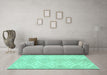 Machine Washable Solid Turquoise Modern Area Rugs in a Living Room,, wshcon385turq