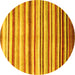 Round Abstract Yellow Contemporary Rug, con386yw