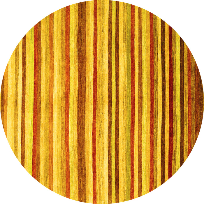 Round Machine Washable Abstract Yellow Contemporary Rug, wshcon386yw