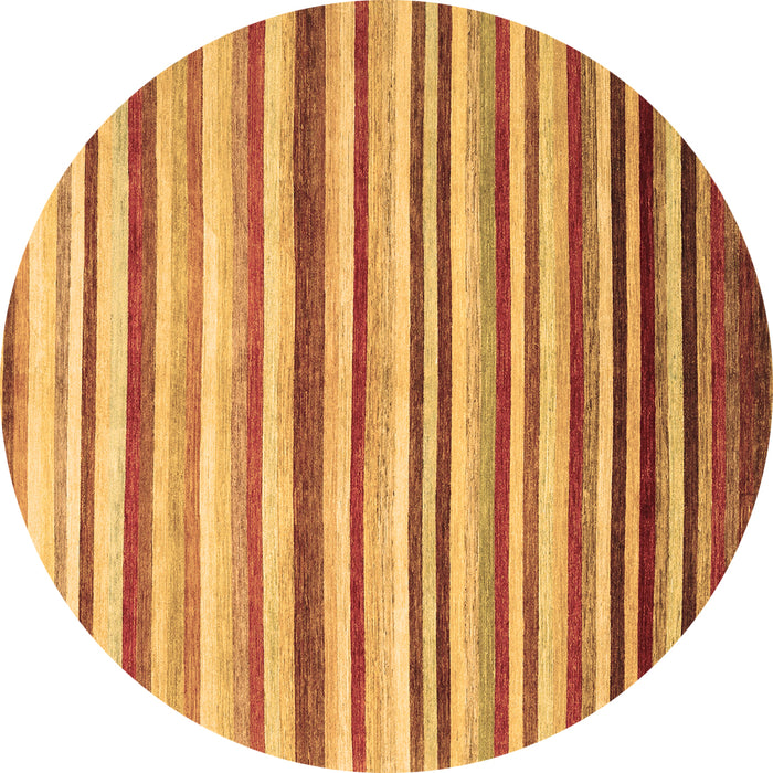 Round Abstract Brown Contemporary Rug, con386brn
