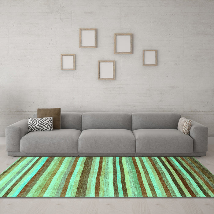Machine Washable Abstract Turquoise Contemporary Area Rugs in a Living Room,, wshcon386turq