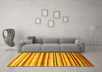 Machine Washable Abstract Yellow Contemporary Rug, wshcon386yw