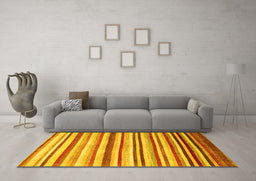 Machine Washable Abstract Yellow Contemporary Rug in a Living Room, wshcon386yw