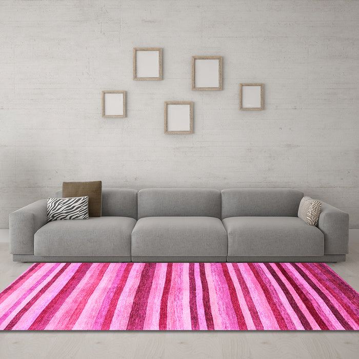 Machine Washable Abstract Pink Contemporary Rug in a Living Room, wshcon386pnk