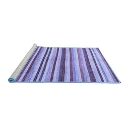 Sideview of Machine Washable Abstract Blue Contemporary Rug, wshcon386blu