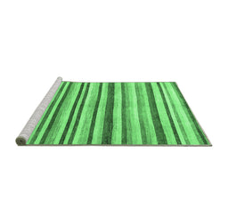 Sideview of Machine Washable Abstract Emerald Green Contemporary Area Rugs, wshcon386emgrn