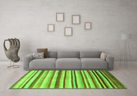 Machine Washable Abstract Green Contemporary Rug, wshcon386grn