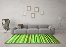 Machine Washable Abstract Green Contemporary Area Rugs in a Living Room,, wshcon386grn