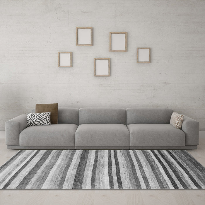 Machine Washable Abstract Gray Contemporary Rug in a Living Room,, wshcon386gry
