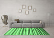 Machine Washable Abstract Emerald Green Contemporary Area Rugs in a Living Room,, wshcon386emgrn