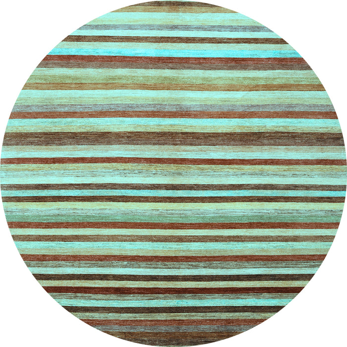 Round Abstract Light Blue Contemporary Rug, con386lblu