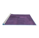 Sideview of Machine Washable Patchwork Blue Transitional Rug, wshcon387blu