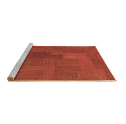 Sideview of Machine Washable Patchwork Brown Transitional Rug, wshcon387brn