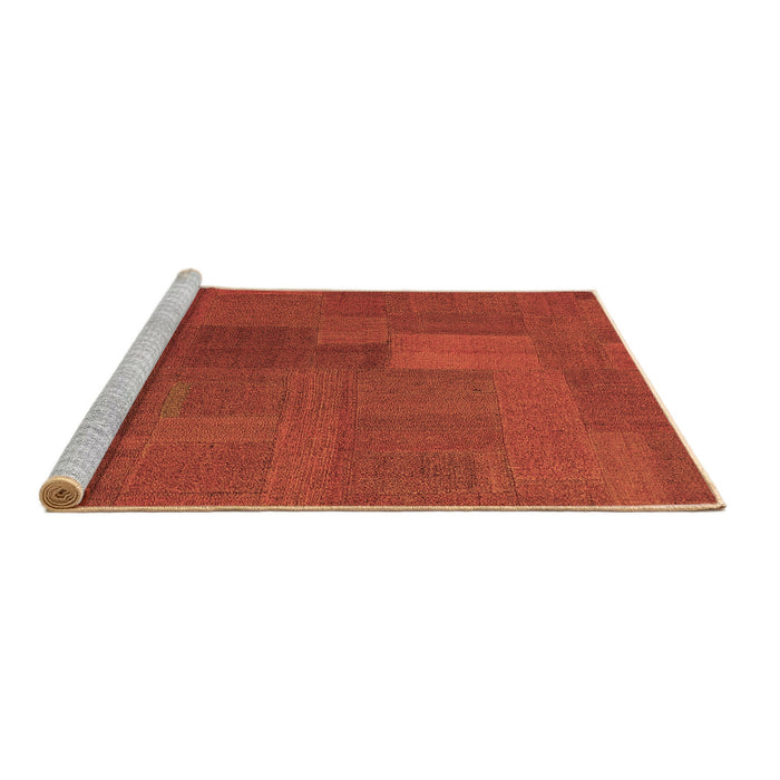 Sideview of Machine Washable Patchwork Brown Transitional Rug, wshcon387brn