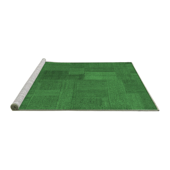 Sideview of Machine Washable Patchwork Emerald Green Transitional Area Rugs, wshcon387emgrn