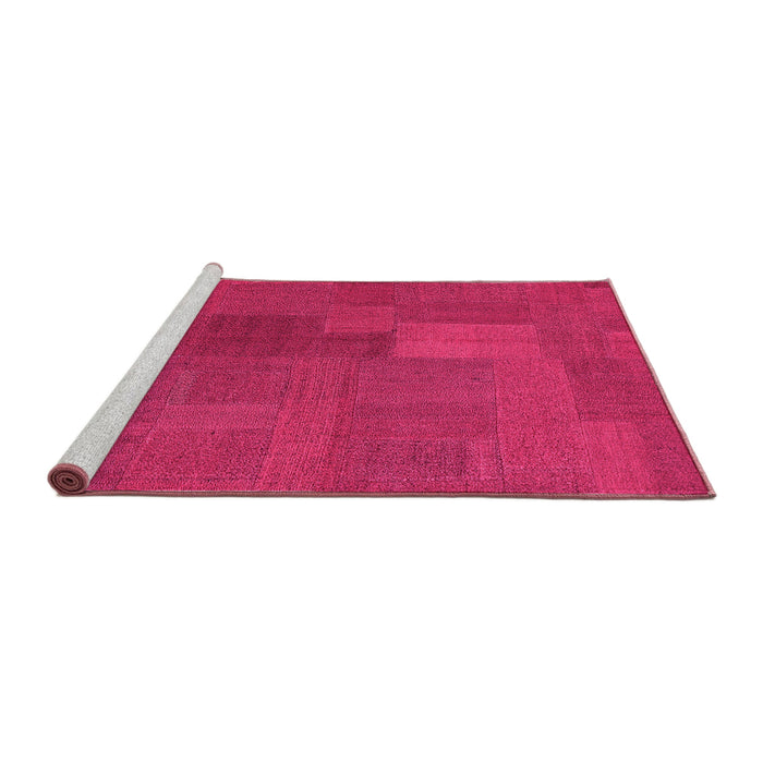 Sideview of Machine Washable Patchwork Pink Transitional Rug, wshcon387pnk