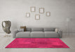 Machine Washable Patchwork Pink Transitional Rug in a Living Room, wshcon387pnk