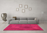 Machine Washable Patchwork Pink Transitional Rug, wshcon387pnk