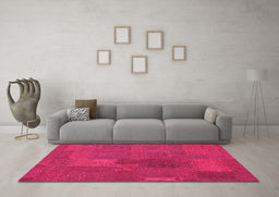 Machine Washable Patchwork Pink Transitional Rug in a Living Room, wshcon387pnk