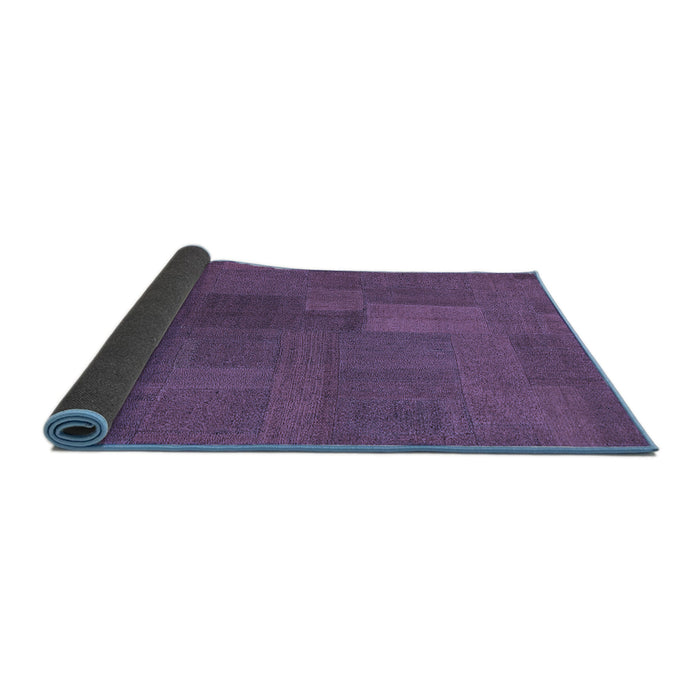 Sideview of Patchwork Blue Transitional Rug, con387blu