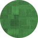 Round Patchwork Emerald Green Transitional Rug, con387emgrn