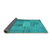 Sideview of Abstract Turquoise Contemporary Rug, con388turq