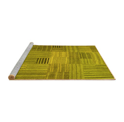 Sideview of Machine Washable Abstract Yellow Contemporary Rug, wshcon388yw
