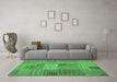 Machine Washable Abstract Emerald Green Contemporary Area Rugs in a Living Room,, wshcon388emgrn