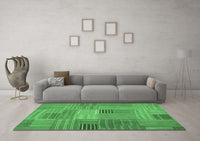 Machine Washable Abstract Emerald Green Contemporary Rug, wshcon388emgrn