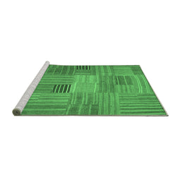 Sideview of Machine Washable Abstract Emerald Green Contemporary Area Rugs, wshcon388emgrn