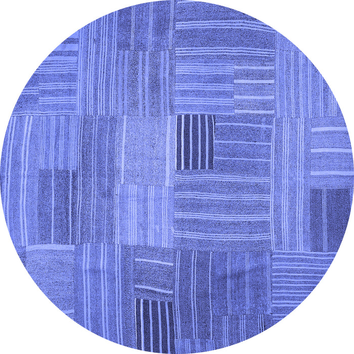 Round Machine Washable Abstract Blue Contemporary Rug, wshcon388blu