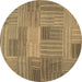 Round Abstract Brown Contemporary Rug, con388brn