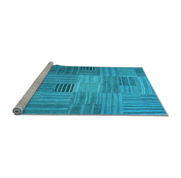 Sideview of Machine Washable Abstract Light Blue Contemporary Rug, wshcon388lblu