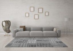 Machine Washable Abstract Gray Contemporary Rug in a Living Room,, wshcon388gry