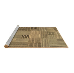 Sideview of Machine Washable Abstract Brown Contemporary Rug, wshcon388brn