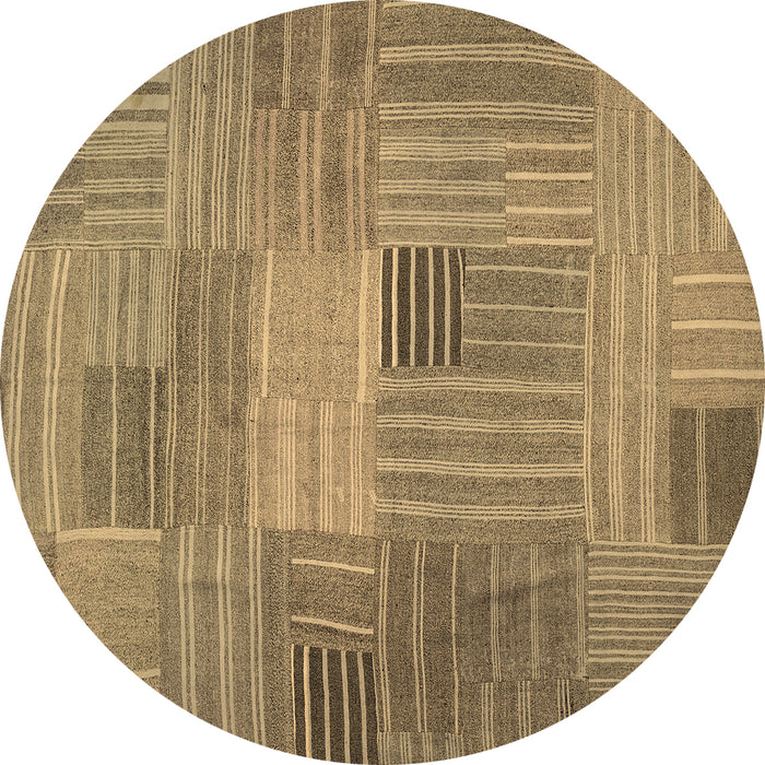 Round Machine Washable Abstract Brown Contemporary Rug, wshcon388brn