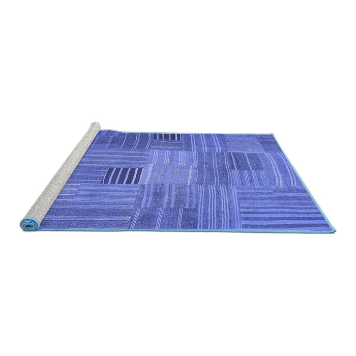 Sideview of Machine Washable Abstract Blue Contemporary Rug, wshcon388blu