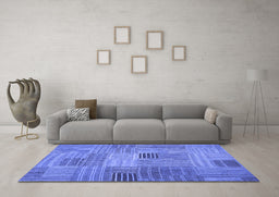 Machine Washable Abstract Blue Contemporary Rug in a Living Room, wshcon388blu