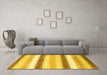 Machine Washable Abstract Yellow Contemporary Rug in a Living Room, wshcon389yw