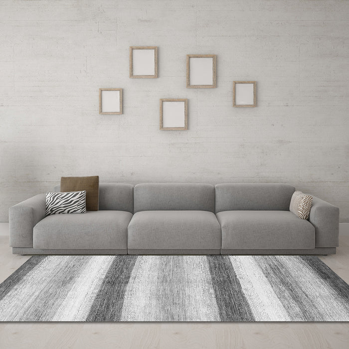 Machine Washable Abstract Gray Contemporary Rug in a Living Room,, wshcon389gry