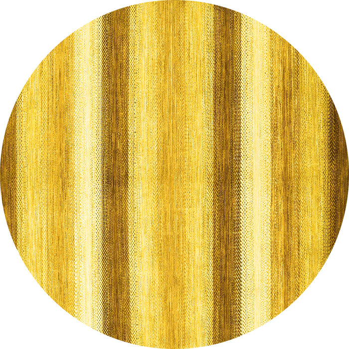 Round Machine Washable Abstract Yellow Contemporary Rug, wshcon389yw
