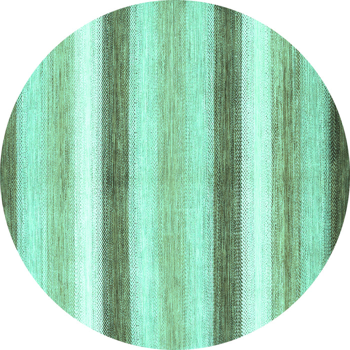 Round Abstract Turquoise Contemporary Rug, con389turq