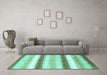 Machine Washable Abstract Turquoise Contemporary Area Rugs in a Living Room,, wshcon389turq