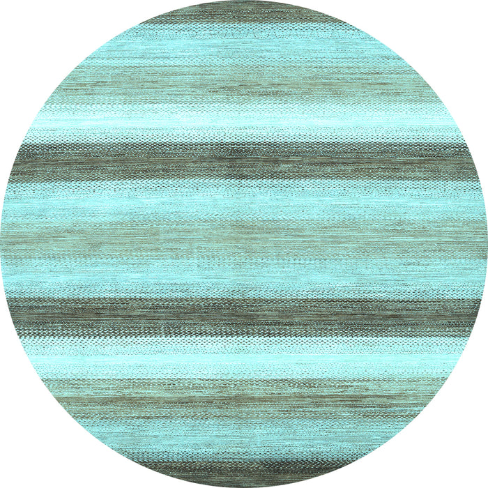 Round Abstract Light Blue Contemporary Rug, con389lblu