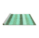 Sideview of Machine Washable Abstract Turquoise Contemporary Area Rugs, wshcon389turq