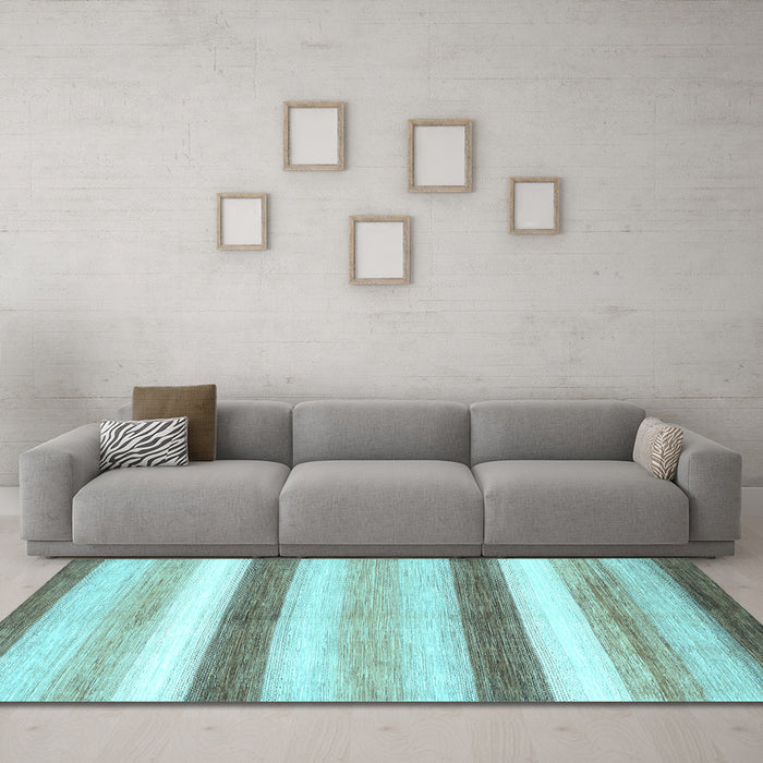 Machine Washable Abstract Light Blue Contemporary Rug in a Living Room, wshcon389lblu