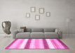 Machine Washable Abstract Pink Contemporary Rug in a Living Room, wshcon389pnk