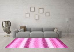 Machine Washable Abstract Pink Contemporary Rug in a Living Room, wshcon389pnk