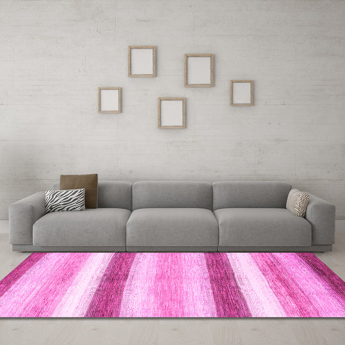 Machine Washable Abstract Pink Contemporary Rug in a Living Room, wshcon389pnk