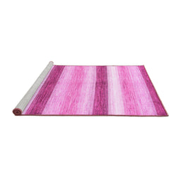 Sideview of Machine Washable Abstract Pink Contemporary Rug, wshcon389pnk